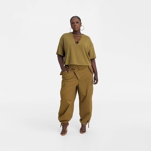 KBB by KAHLANA Target XL Extra Large Mid-Rise Straight Leg Cargo Jogger Tan Pant - Picture 9 of 9